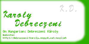 karoly debreczeni business card